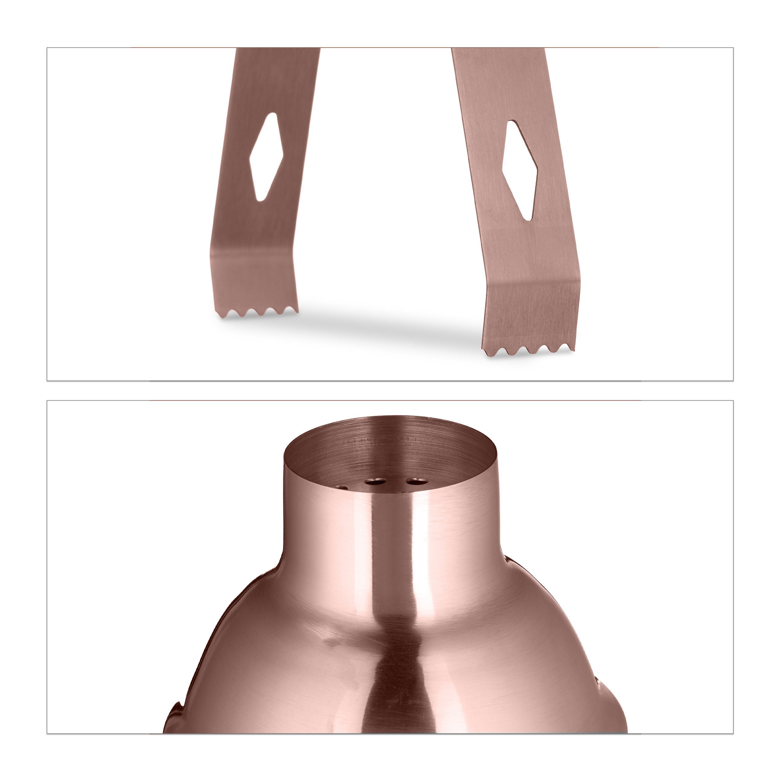 relaxdays Cocktail Shaker 5-teiliges Cocktail Shaker Set, Edelstahl, Bronze