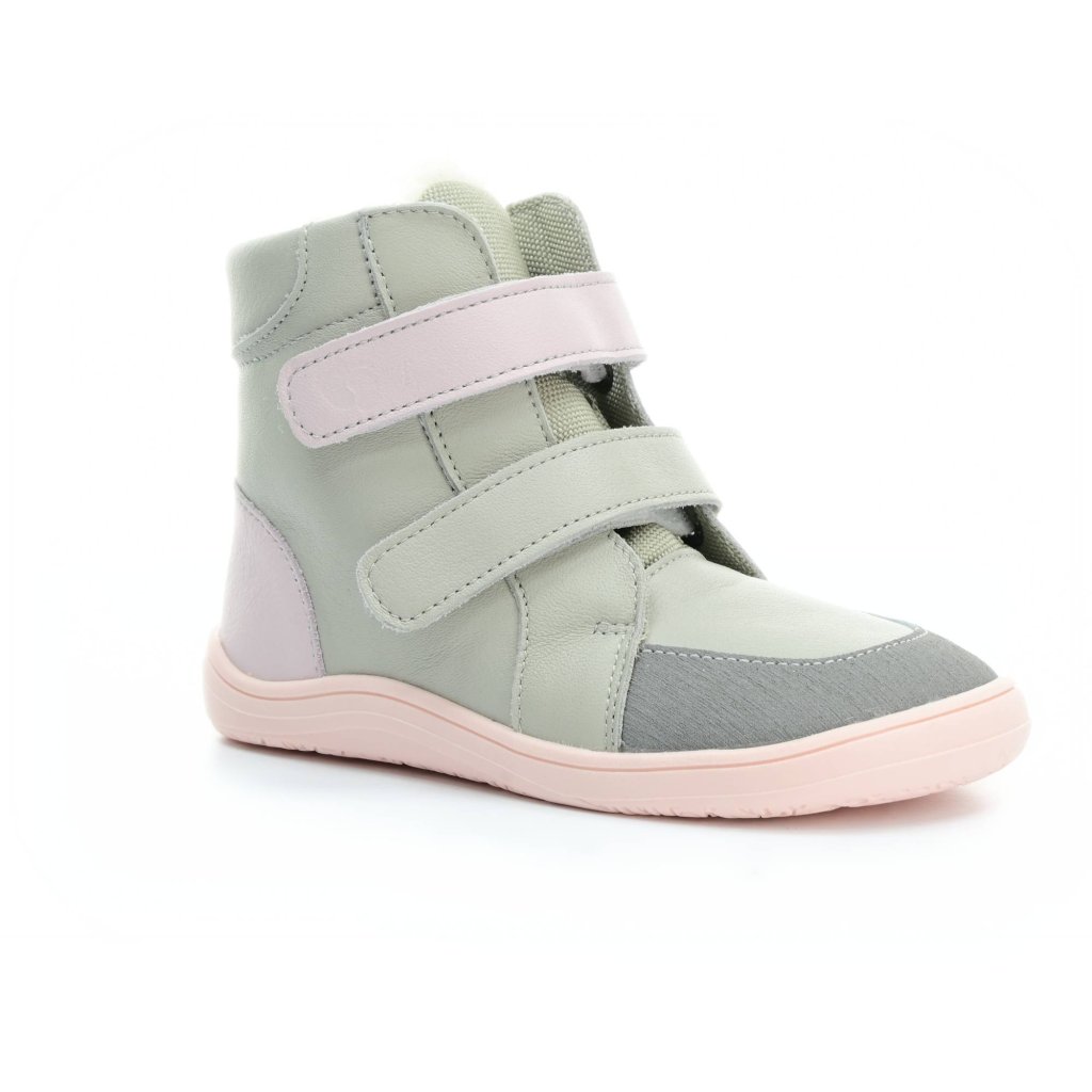 Baby Bare Febo Winter Grey / Pink (mit Membran/Asfaltico) graue Barfußstiefeletten