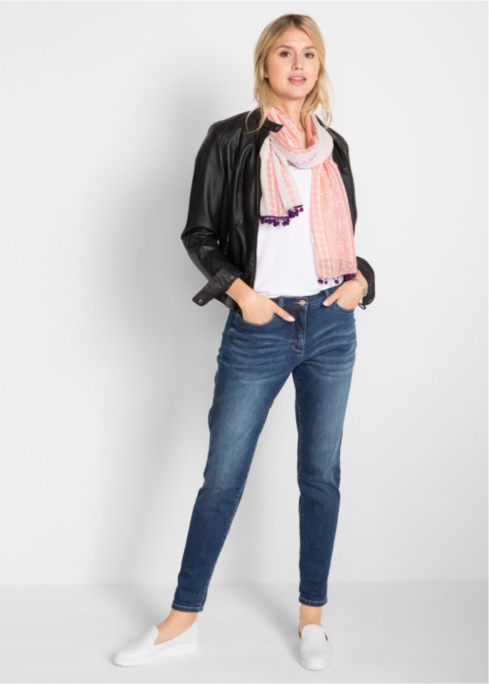 Stretch-Boyfriend-Jeans mit Bequembund