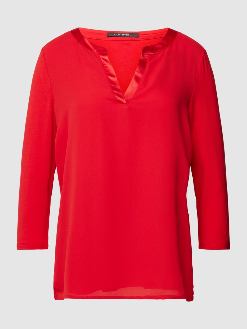 T-Shirt mit V-Ausschnitt in rot