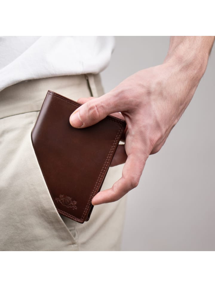 SID & VAIN Leder-Geldbörse echt Leder Geldbeutel handgefertigt Portemonnaie in braun günstig kaufen onesize