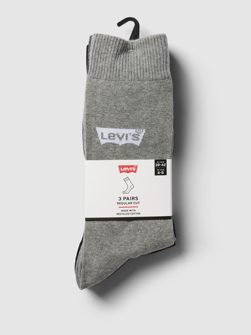 Socken mit Label-Details im 3er-Pack in mittelgrau meliert