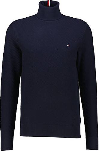 TOMMY HILFIGER Herren Rollkragenpullover RECTANGULAR STRUCTURE Strickpullover aus BIO-Baumwolle