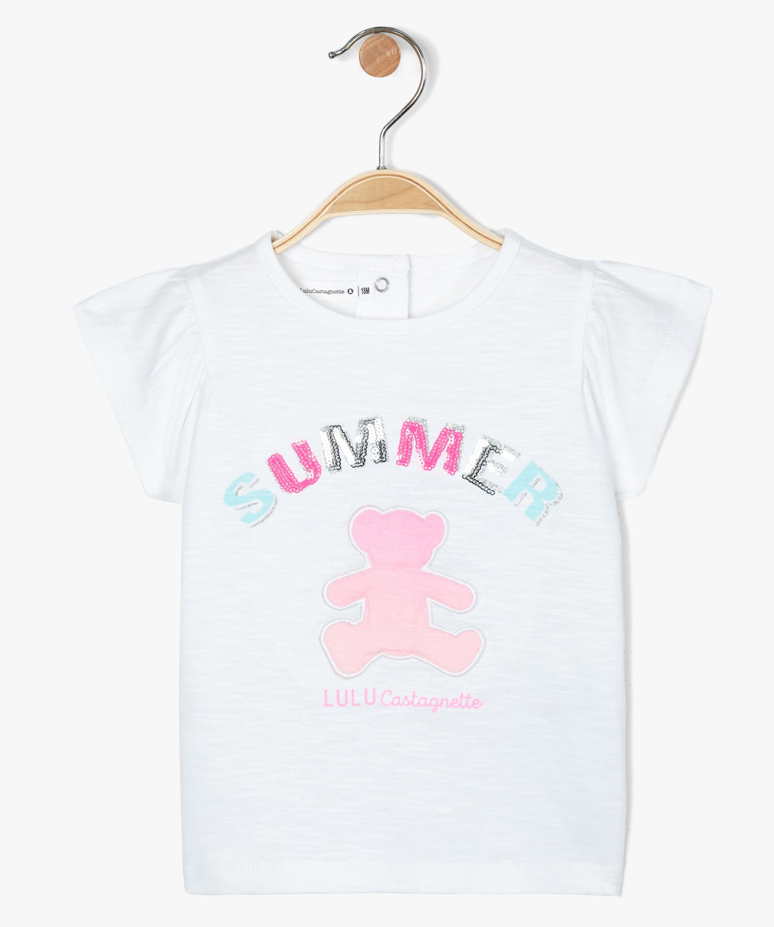 Tee-shirt bébé fille pailleté - LuluCastagnette blanc | GEMO