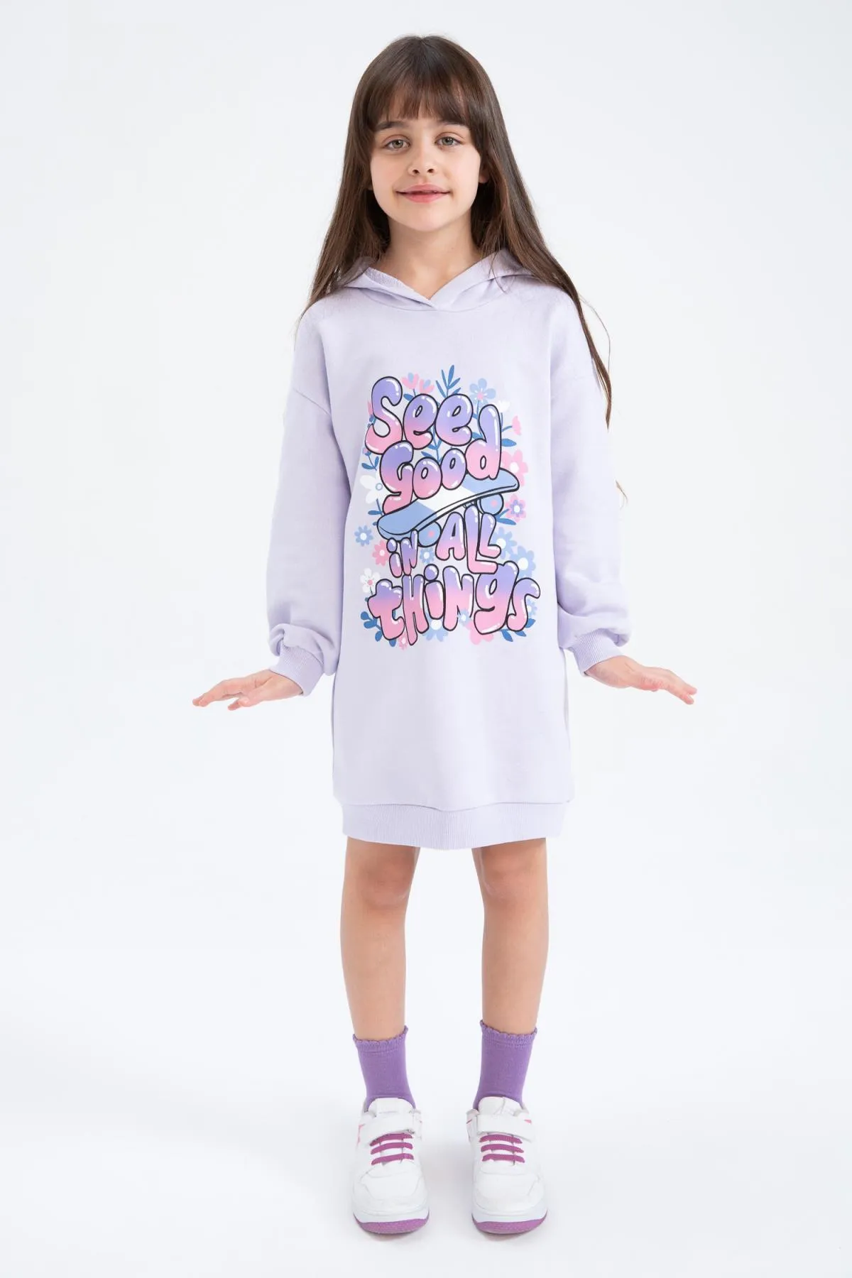 DeFacto  Bedrucktes Sweatkleid für Mädchen mit Kapuze Z6997a623sp