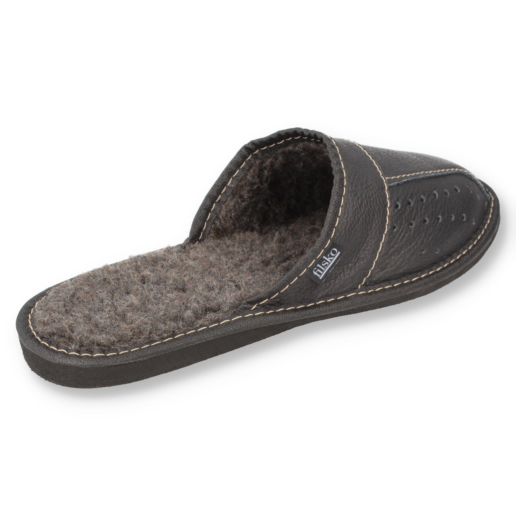 filsko Elegante Leder Pantoffeln für Herren Hausschuh Bis Schuhgröße 50!