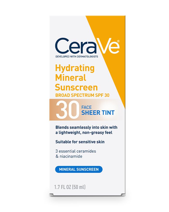 Crème solaire minérale hydratante teintée SPF 30 pour le visage
