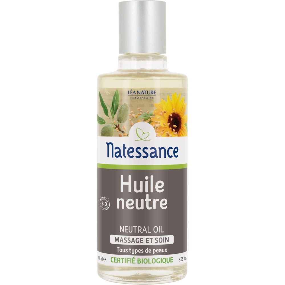 natessance Huile Neutre bio - 100% pure - massage et soin Huile