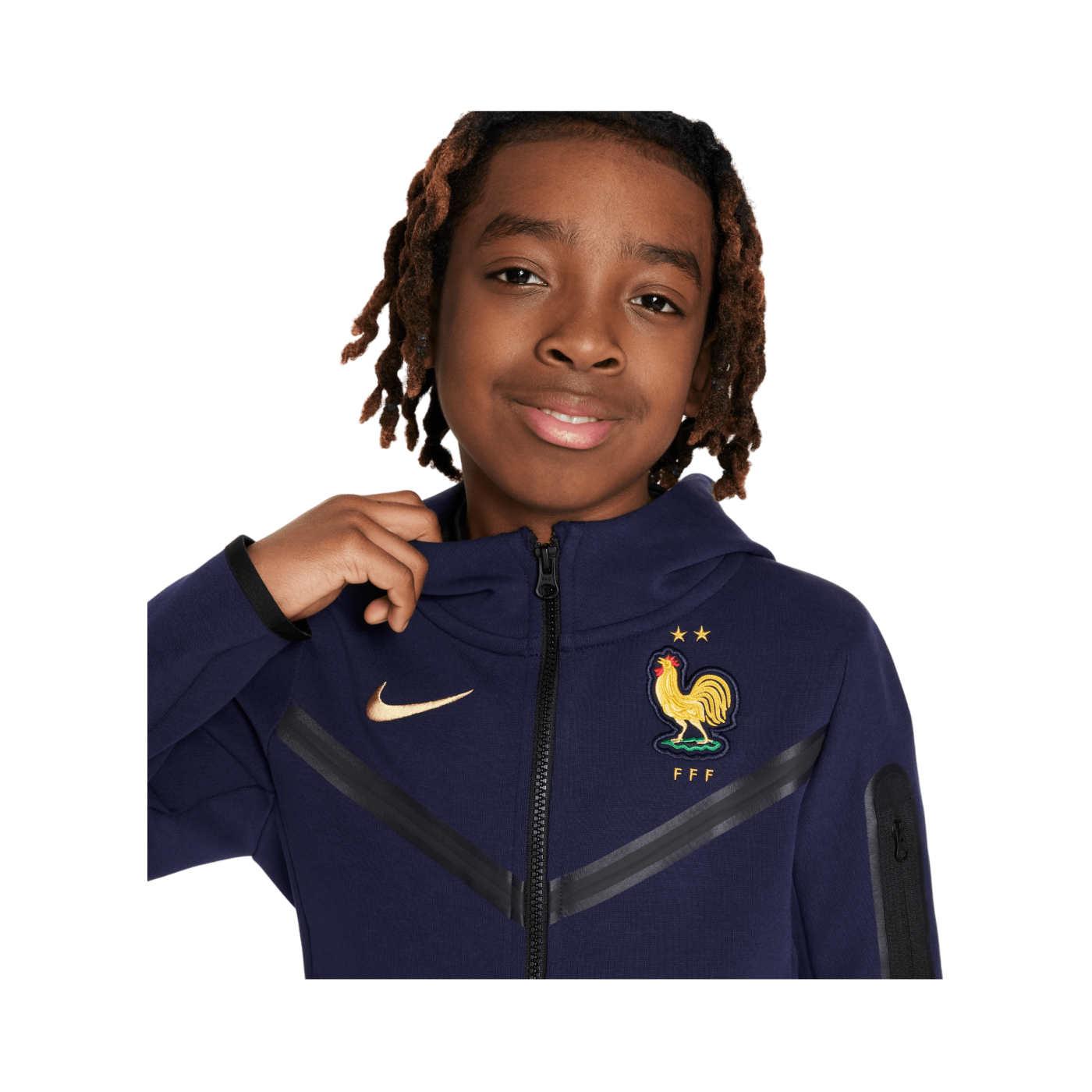 Nike Frankreich Tech Fleece Kapuzenjacke EM 2024 Kids Blau F498
