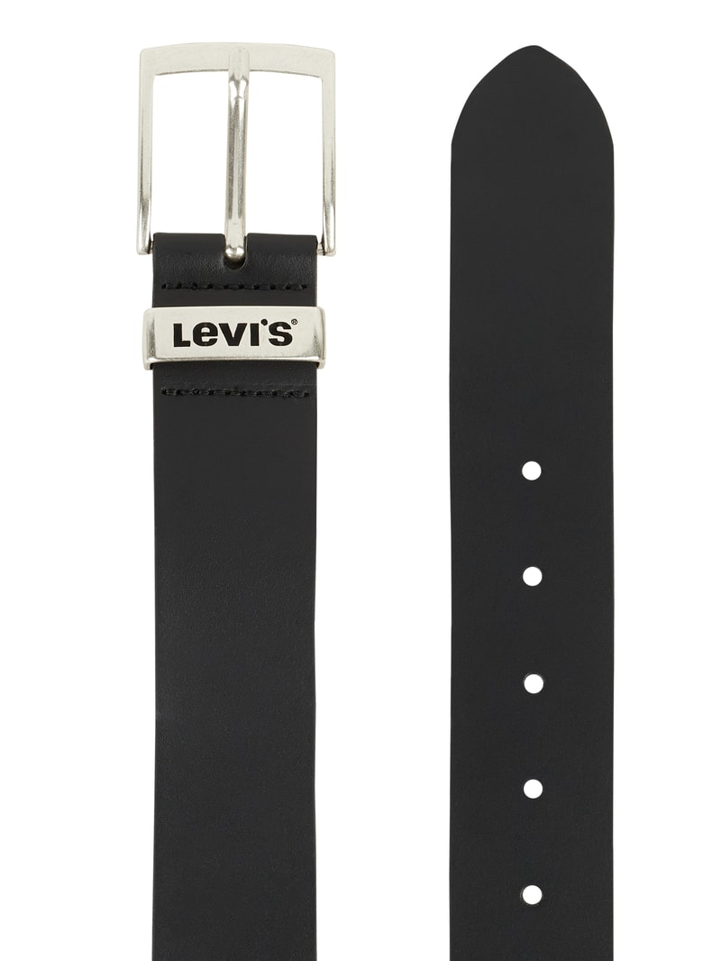 Ledergürtel mit Dornschließe in schwarz