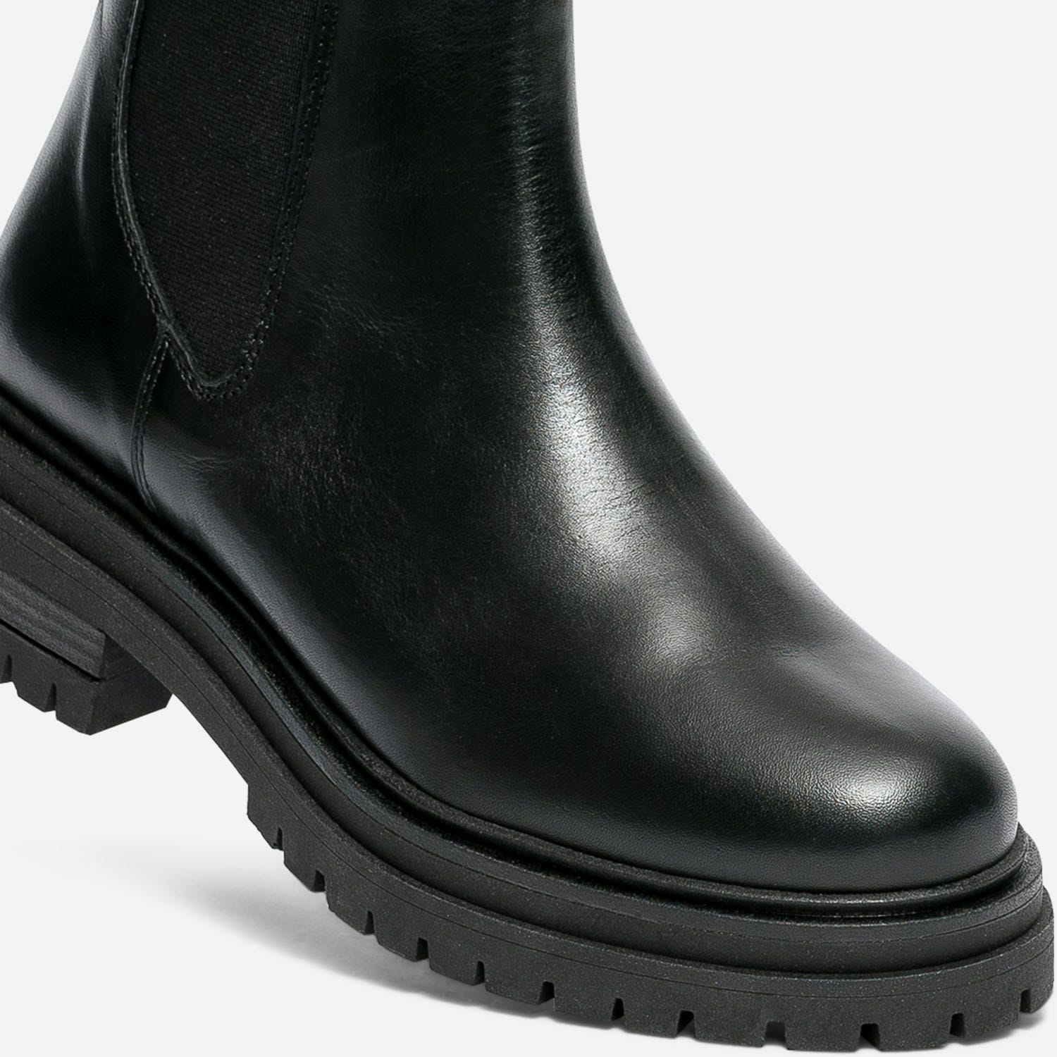 Chelsea boots TEXTO noir en cuir à semelle crantée