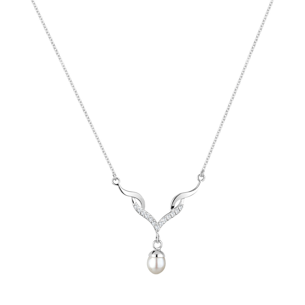 Elli Elli Collier Festlich Perle Zirkonia 925 Sterling Silber collier