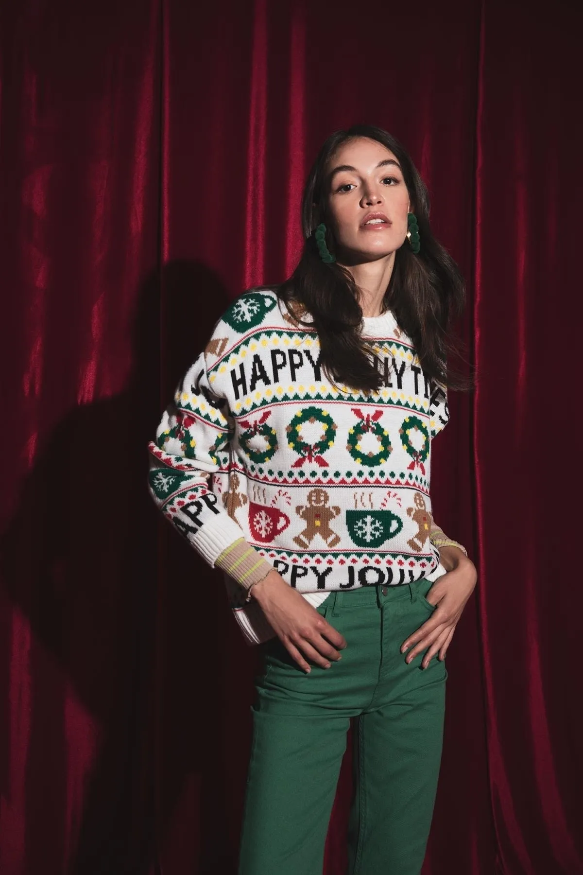 DeFacto  Schulterfreier Pullover mit Silvestermotiv