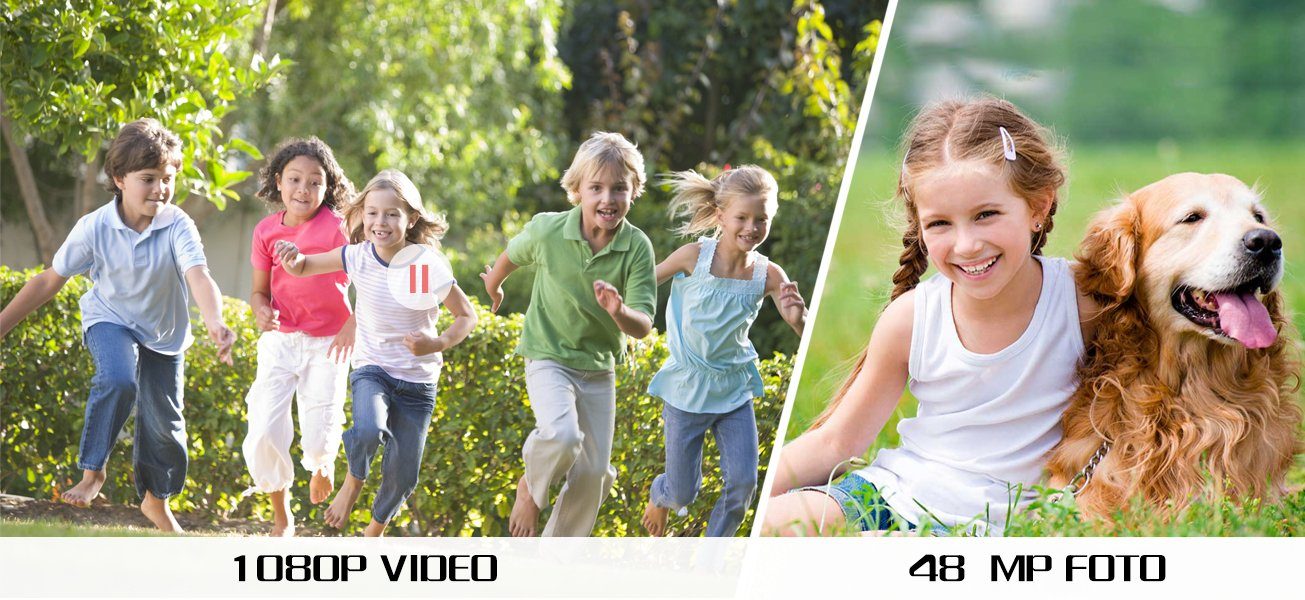 OKA kompakte Digitalkamera,4K HD 1080P 48MP Fotokamera mit 32 GB SD-Karte Kompaktkamera (48 MP, Autofokus und Fotografie)