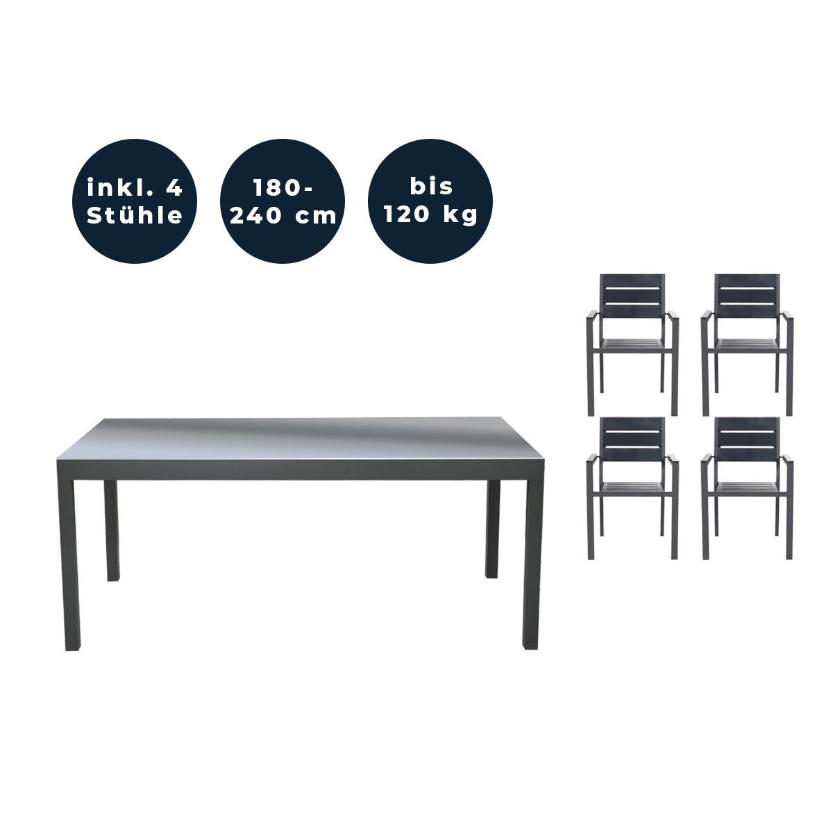 Home Deluxe Sitzgruppe SOL MADERA 4 Stühle