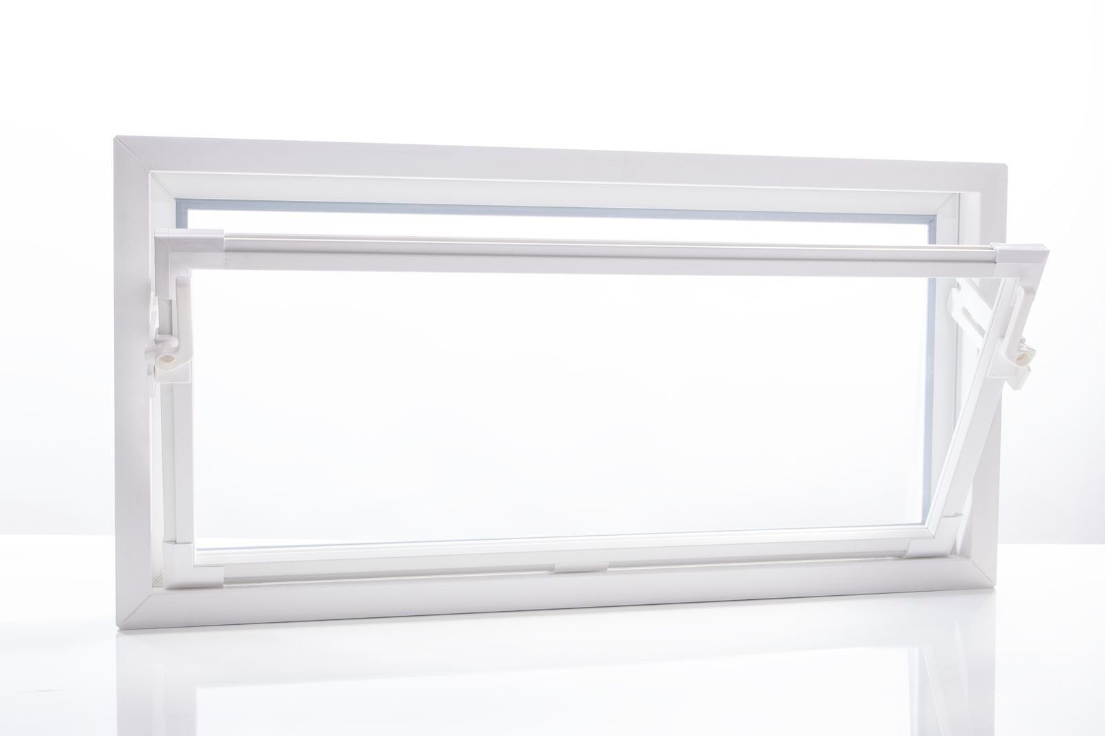 ACO Severin Ahlmann GmbH & Co. KG Kellerfenster ACO 80cm Nebenraumfenster Kippflügel Einfachglas Fenster weiß Kippfenster Keller, wärmeisolierende Kunststoff-Hohlkammerprofile