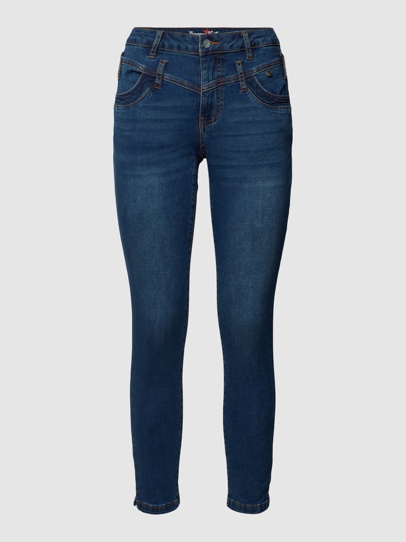 Jeans mit Label-Details Modell 'Florida' in dunkelblau