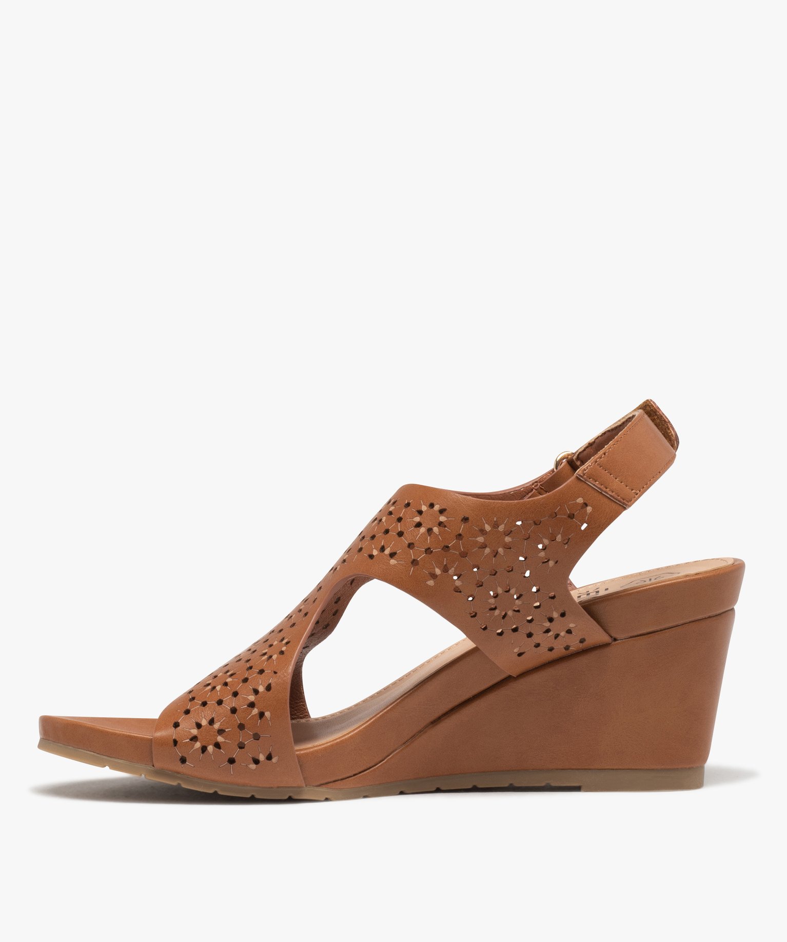 Sandales femme compensées dessus couvrant ajouré camel | GEMO
