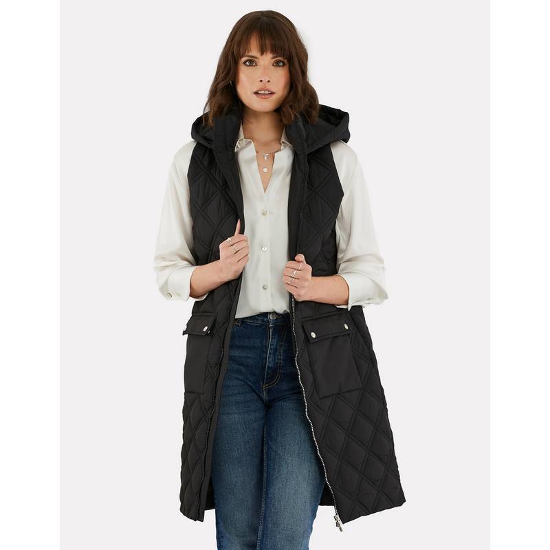 Threadbare THB Maggie Diamond Quilted Gilet Longweste Damen