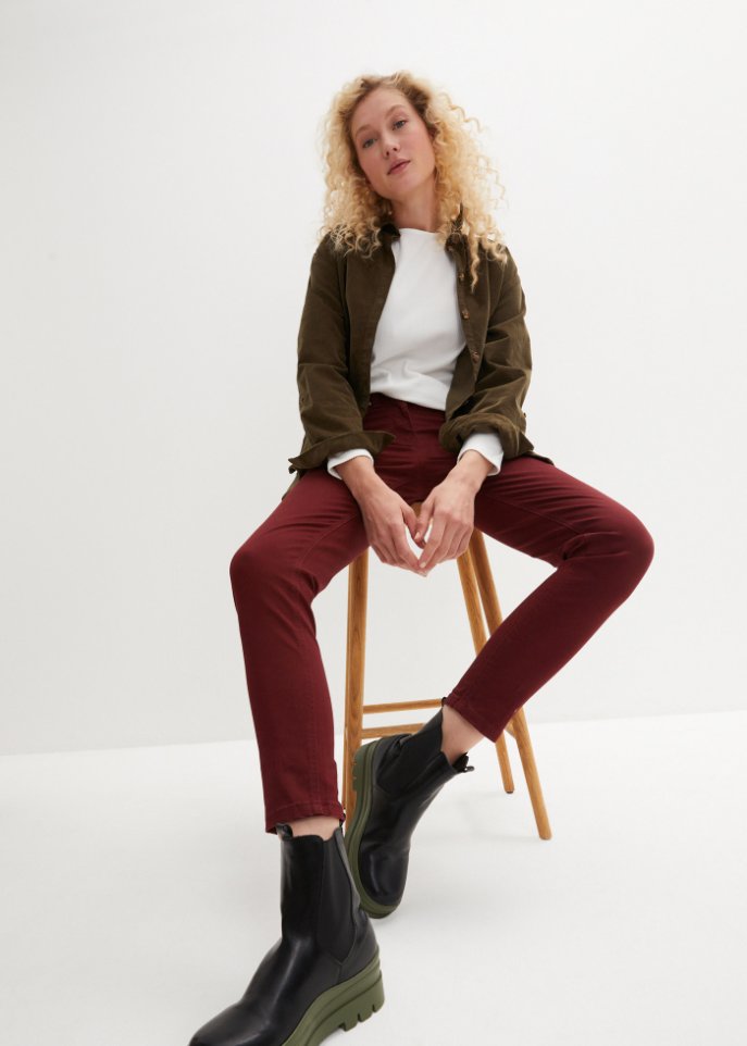 Twill-Hose mit Stretch und Bequembund, Slim Fit