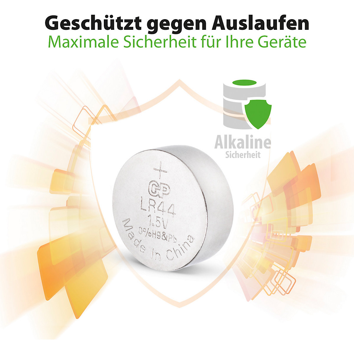 Knopfzelle GP Alkaline LR44, 76A, 1,5 Volt, 4er Blister