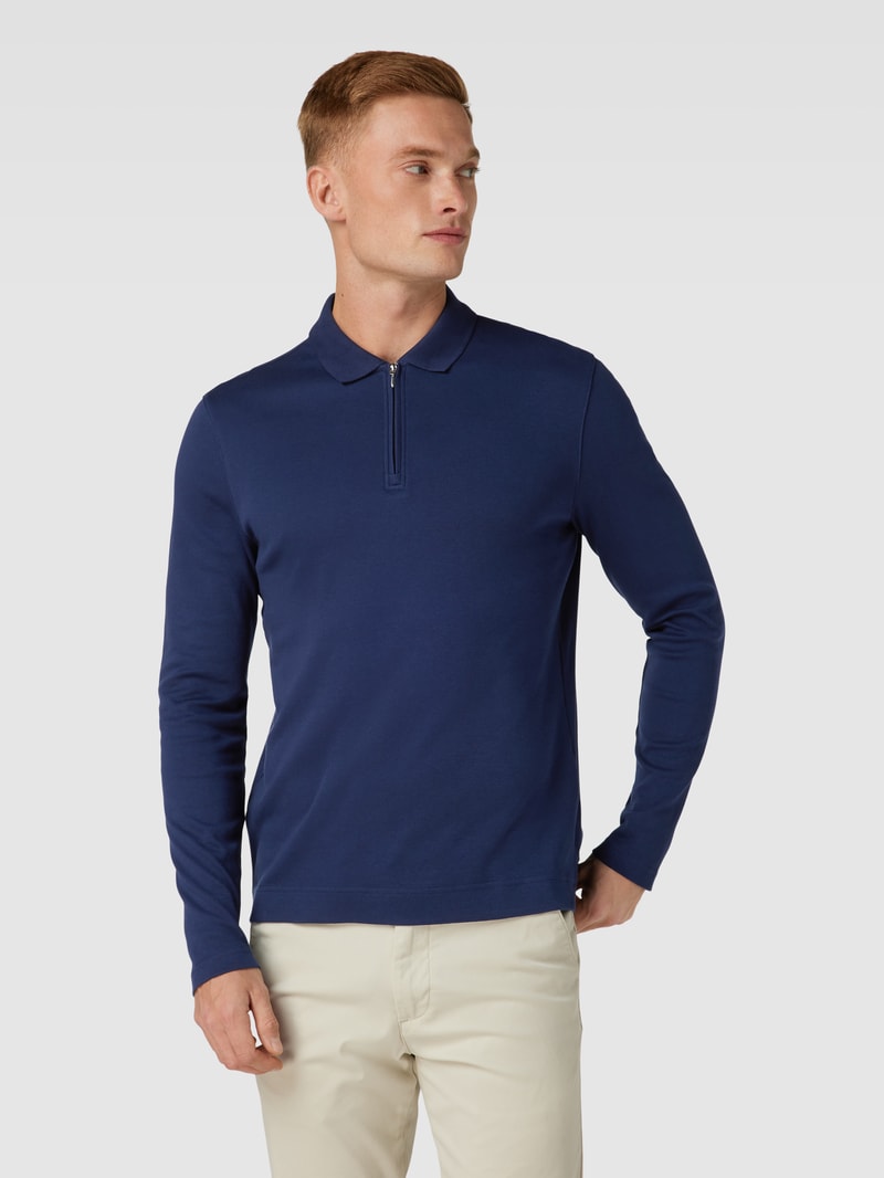 Poloshirt mit kurzerm Reißverschluss in dunkelblau