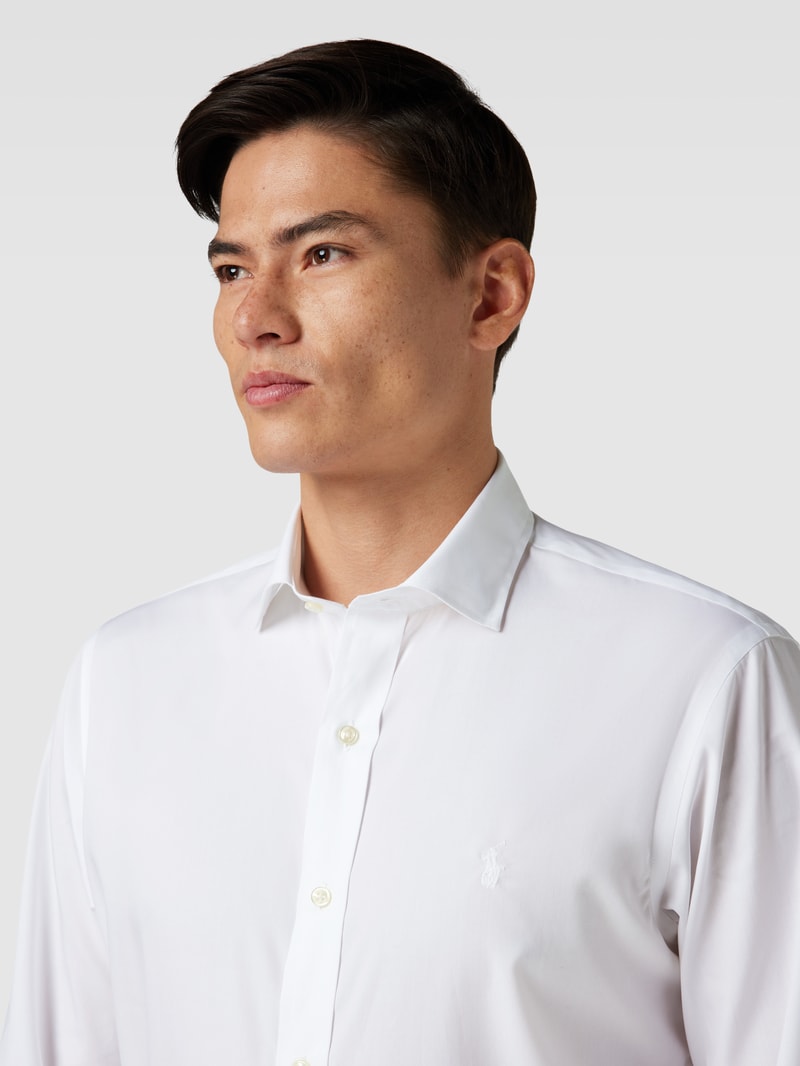 Business-Hemd mit Logo-Stitching in weiß