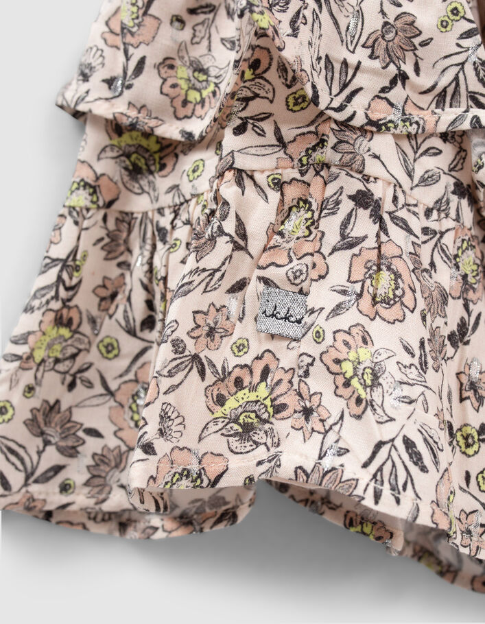 Jupe beige asymétrique imprimé fleurs à volants en viscose ecovero® fille