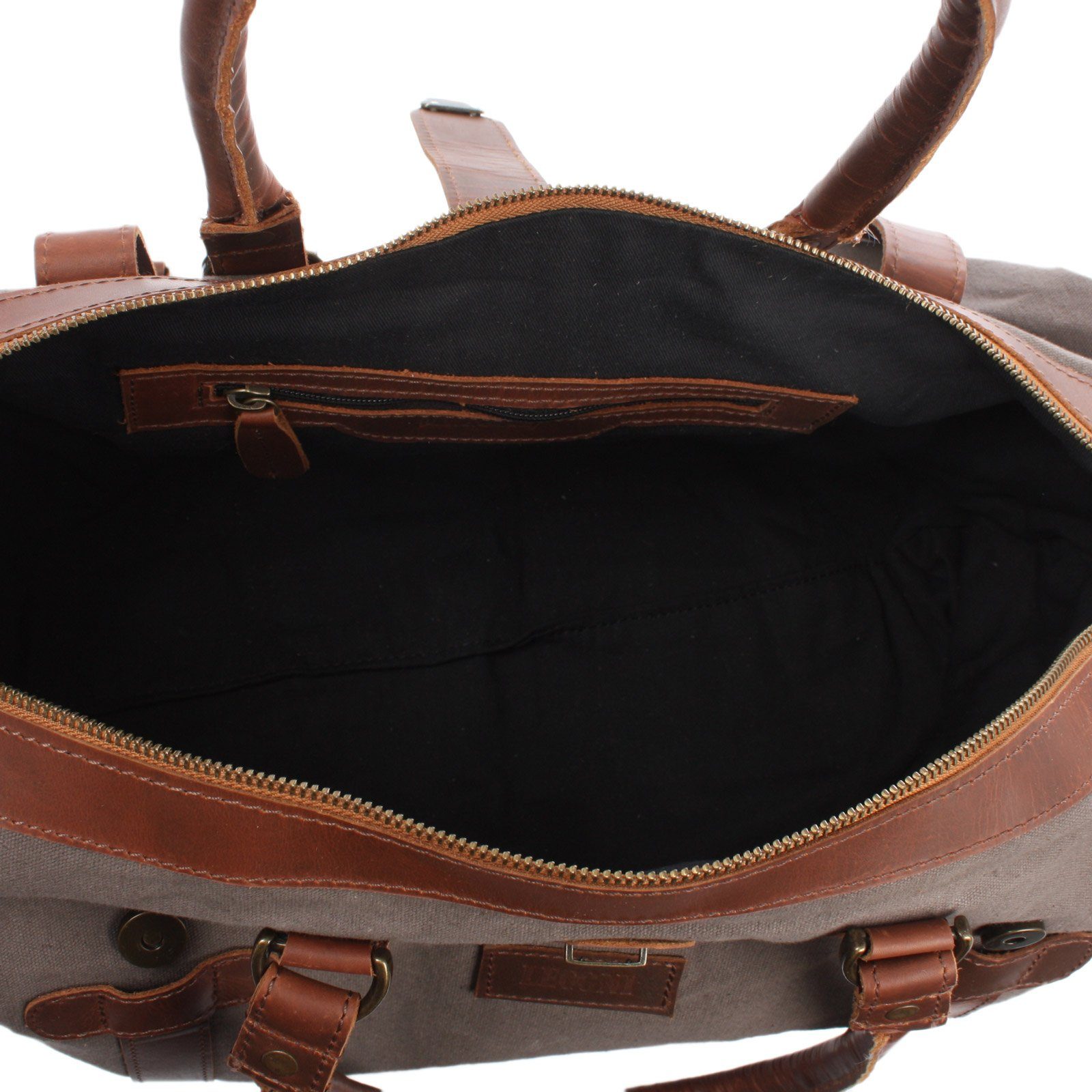 LECONI Weekender Handgepäck Damen Herren Leder Canvas LE2008
