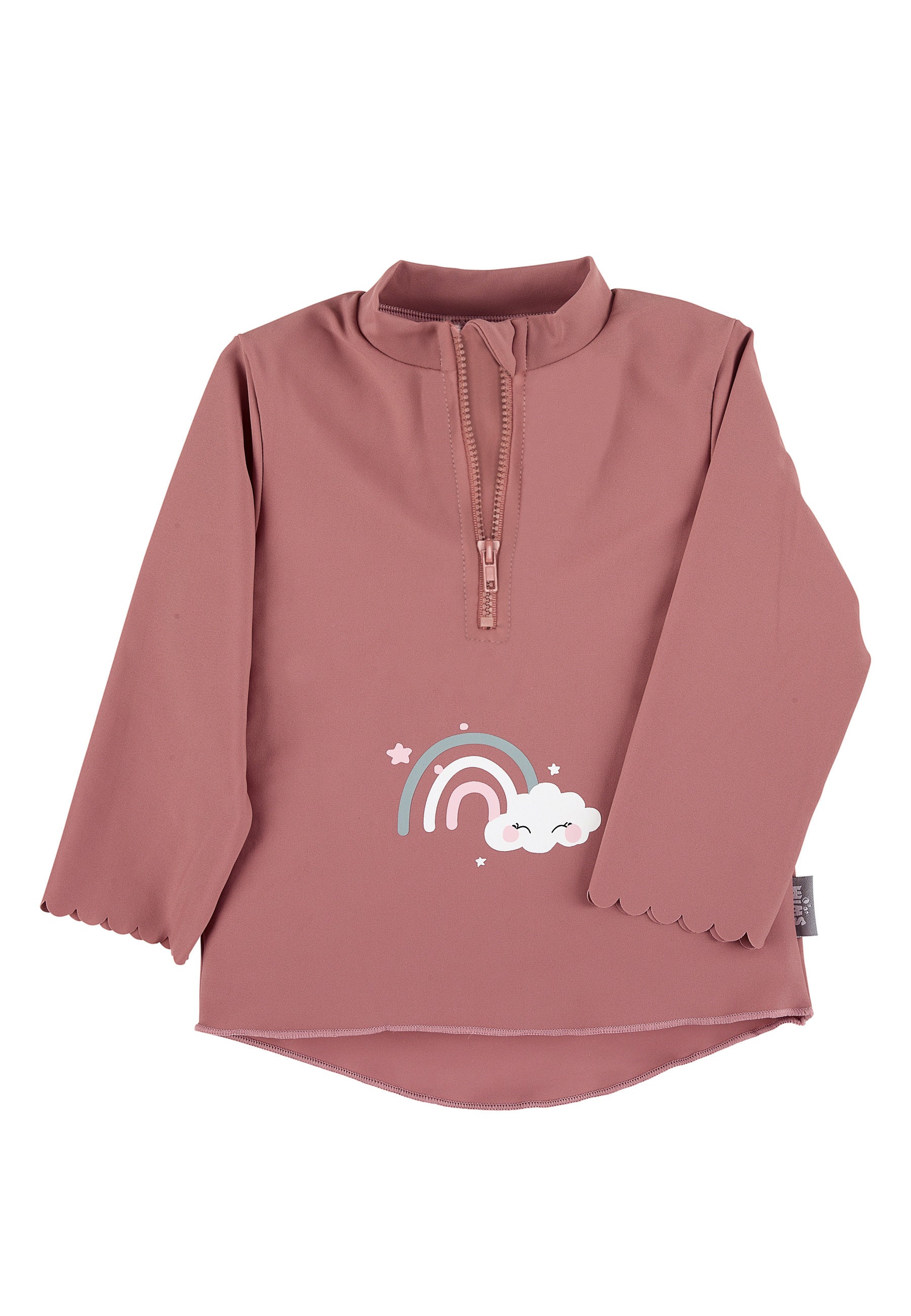 Langarm-Schwimmshirt in rosa mit Regenbogen-Motiv