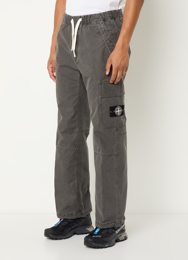 Pantaloni cargo Stone Island 32T1 cu croială dreaptă din amestec de lyocell și logo