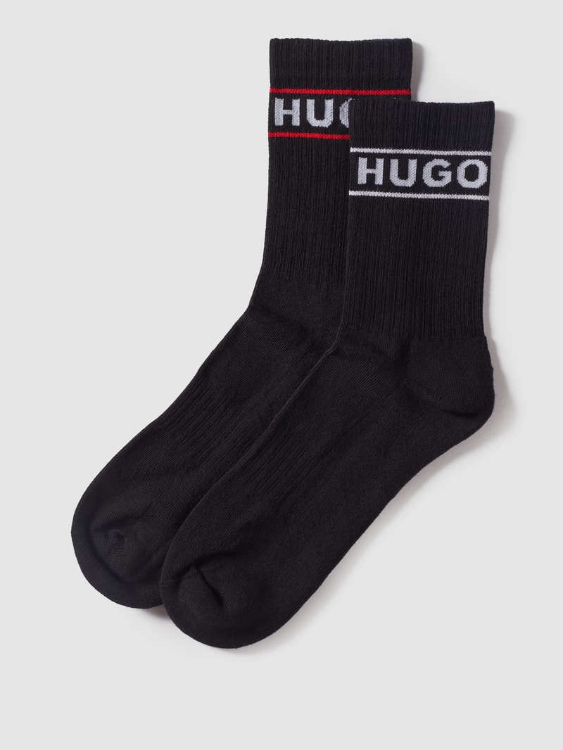 Socken mit Label-Print im 2er-Pack in schwarz