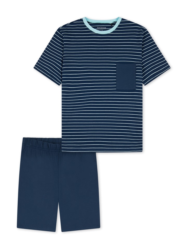 Schiesser Schlafanzug Nightwear Cotton in Indigo günstig kaufen 164