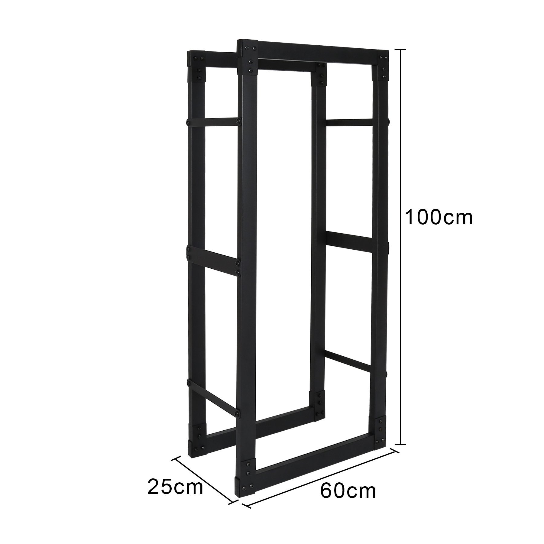 Gimisgu Kaminholzregal Kaminholzregal Kaminholzständer Metall Holzhalter Schwarz 100x60x25cm, BxTxH:60x25x100 cm
