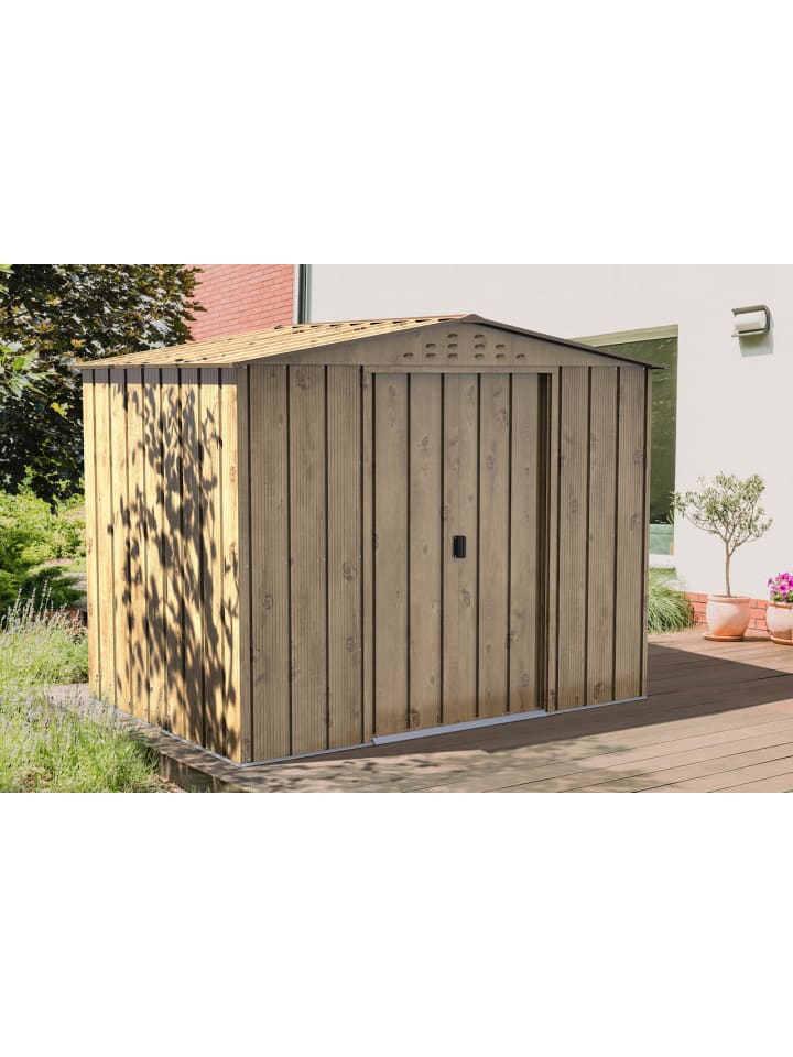 VCM  Metall Gerätehaus 262x174 Gartenhaus Schiebetür in Braun günstig kaufen onesize