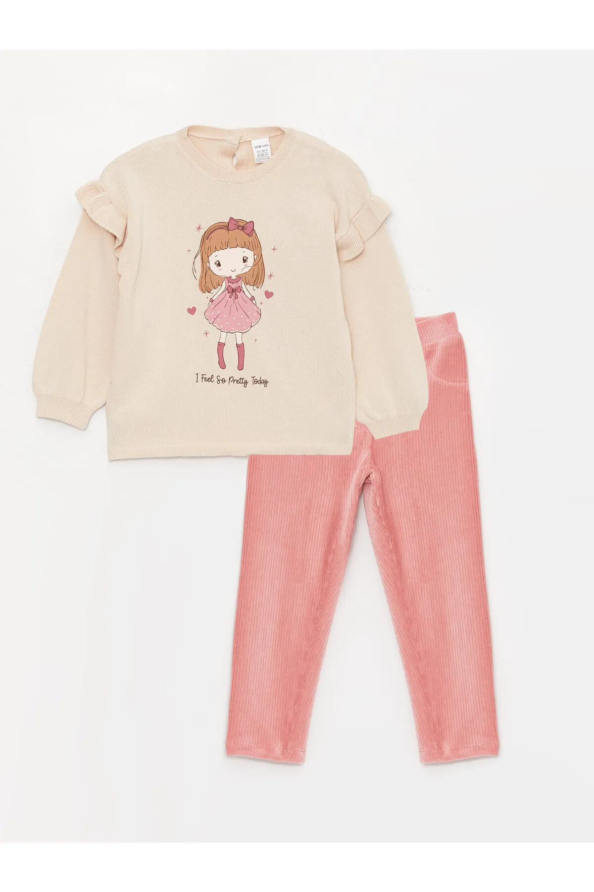 LC Waikiki  Bedruckter Pullover und Strumpfhose für Babys mit Rundhalsausschnitt und langen Ärmeln