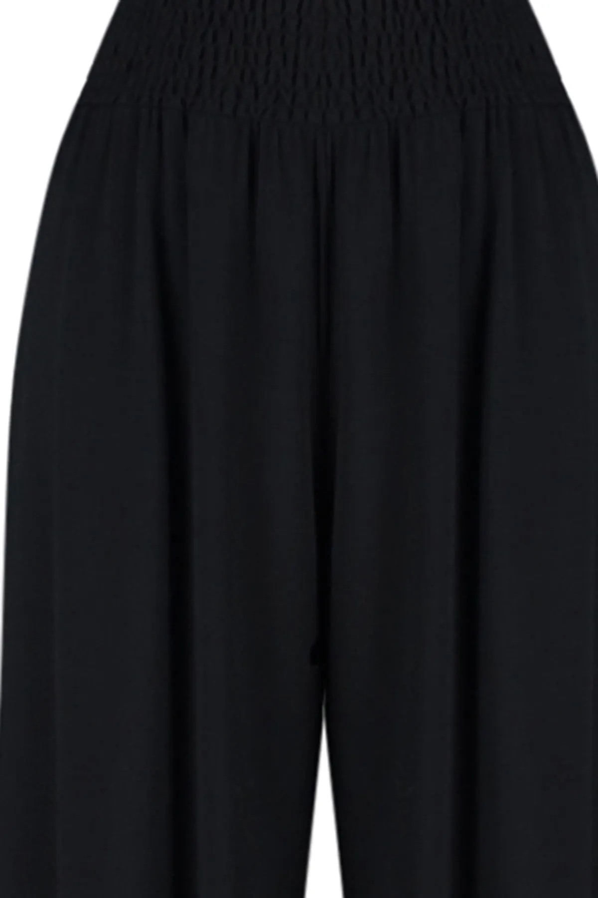 Trendyol Collection  Schwarze Hose mit gewebtem Gipe-Detail TBESS24PL00008