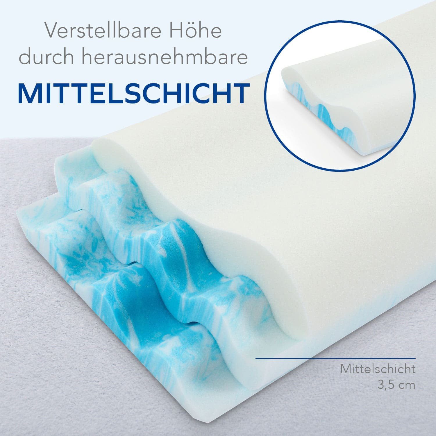 Nackenstützkissen Otico, MLILY, Seitenschläfer, Rückenschläfer, Bauchschläfer