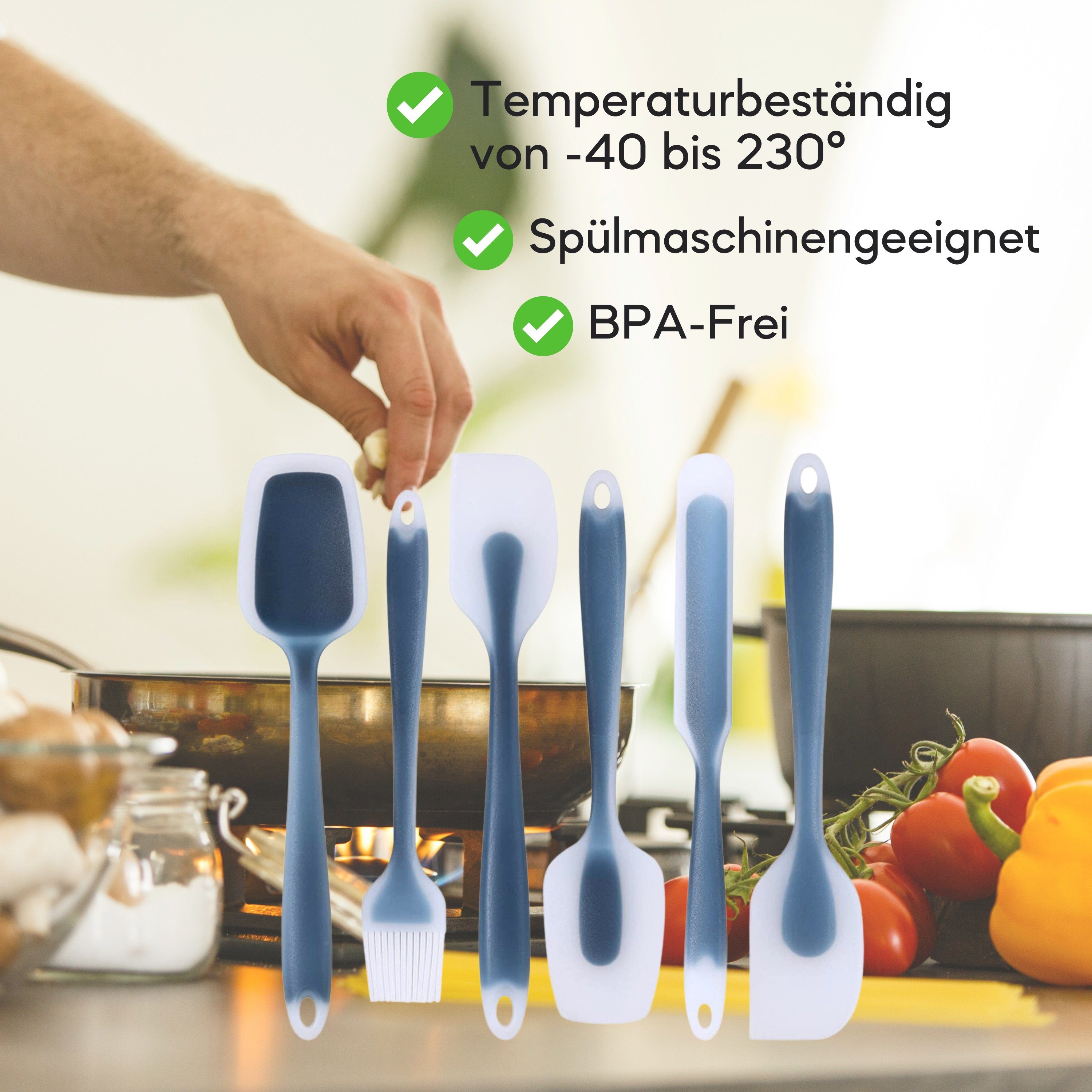 Coradoma Kochbesteck-Set Küchenutensilien 6er Set aus Silikon Geschirrset Küchenhelfer (6-tlg)
