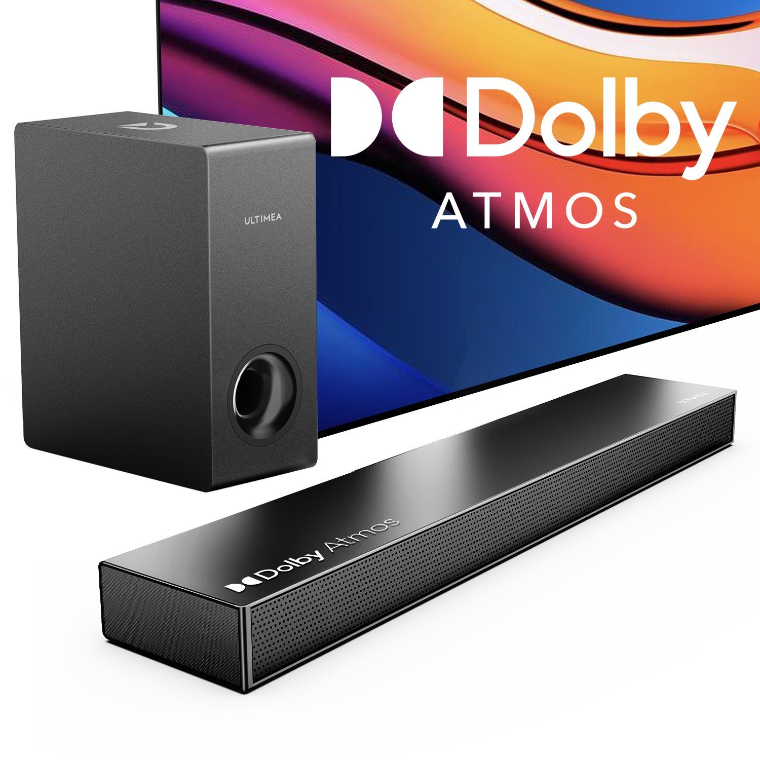 Ultimea Nova S50 2.1 Kanal Dolby-Atmos Soundbar (190 W, BassMAX, 3D Surround Sound System für TV-Lautsprecher, HDMI eARC)