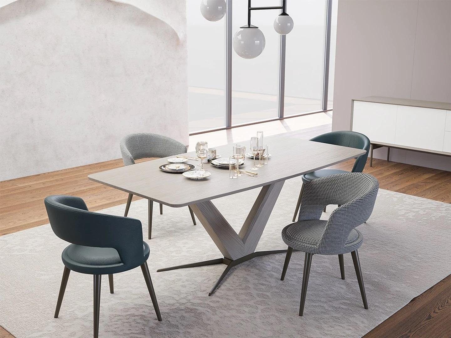 JVmoebel Esszimmer-Set Modern Esstisch Set Stühle Esszimmer Einrichtung Design Möbel, (5-St., Esstisch + 4x Stühle), Made in Europa