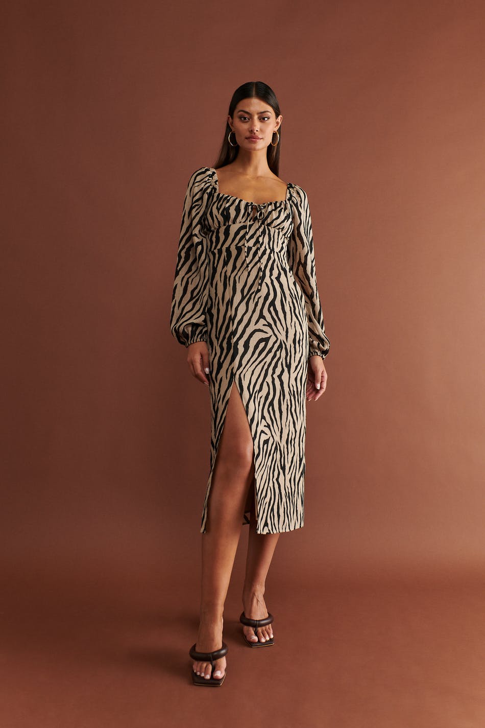 Gathered bust midi dress