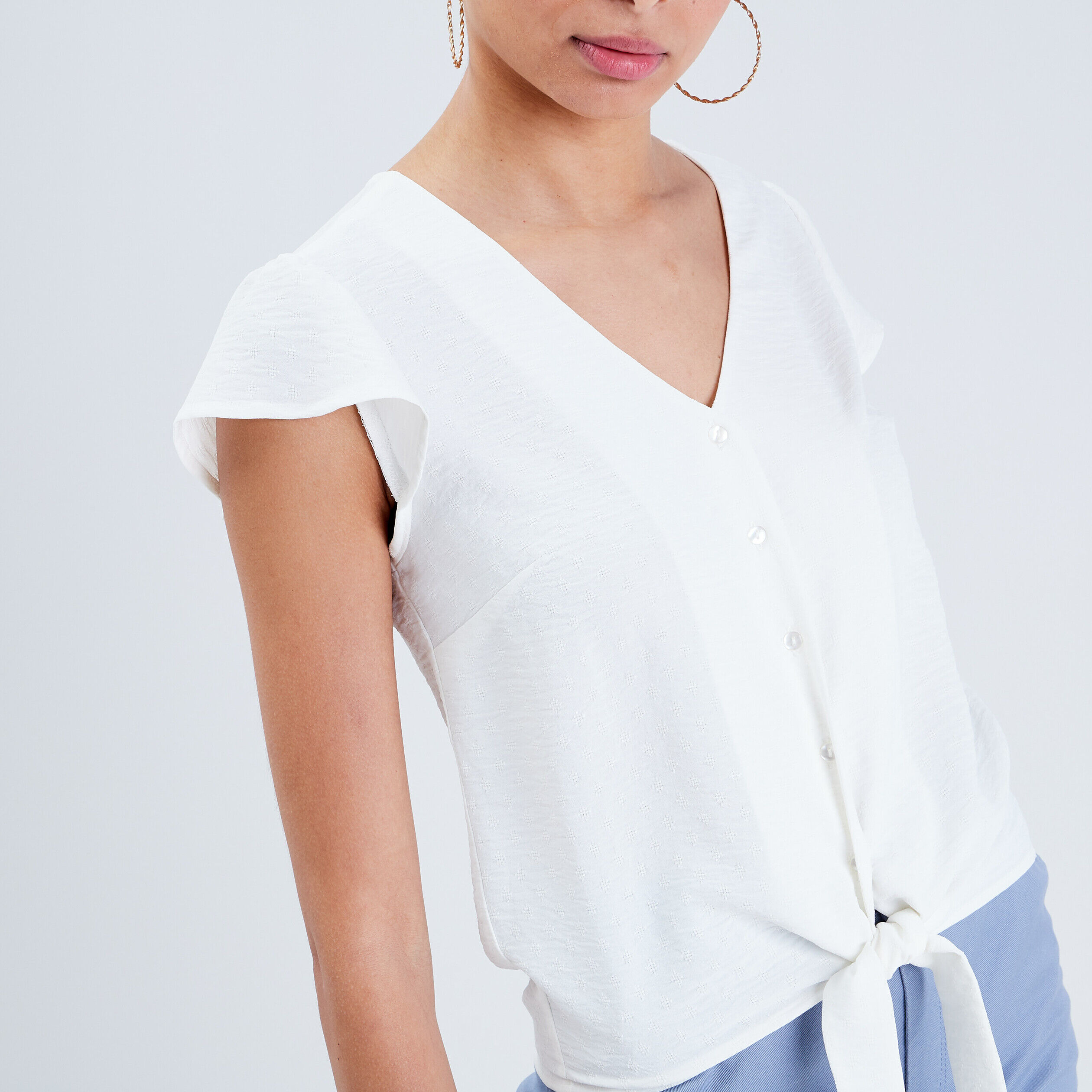 Chemise manches courtes ecru femme | Cache Cache