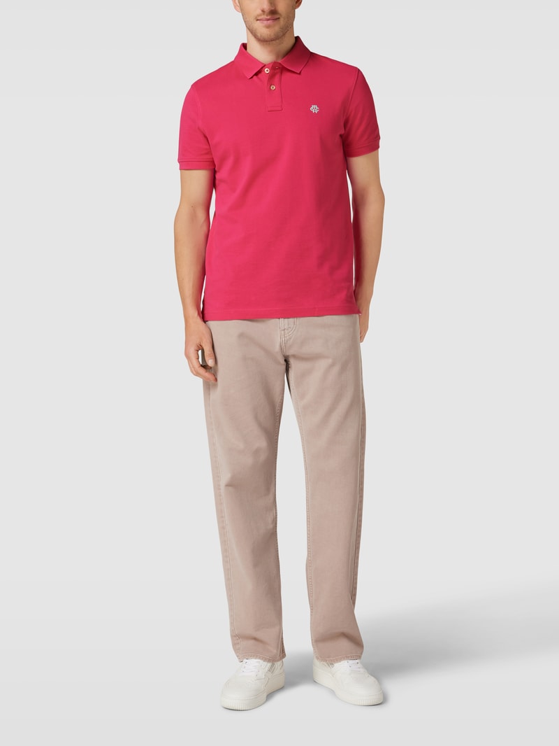 Poloshirt mit Logo-Stitching in pink