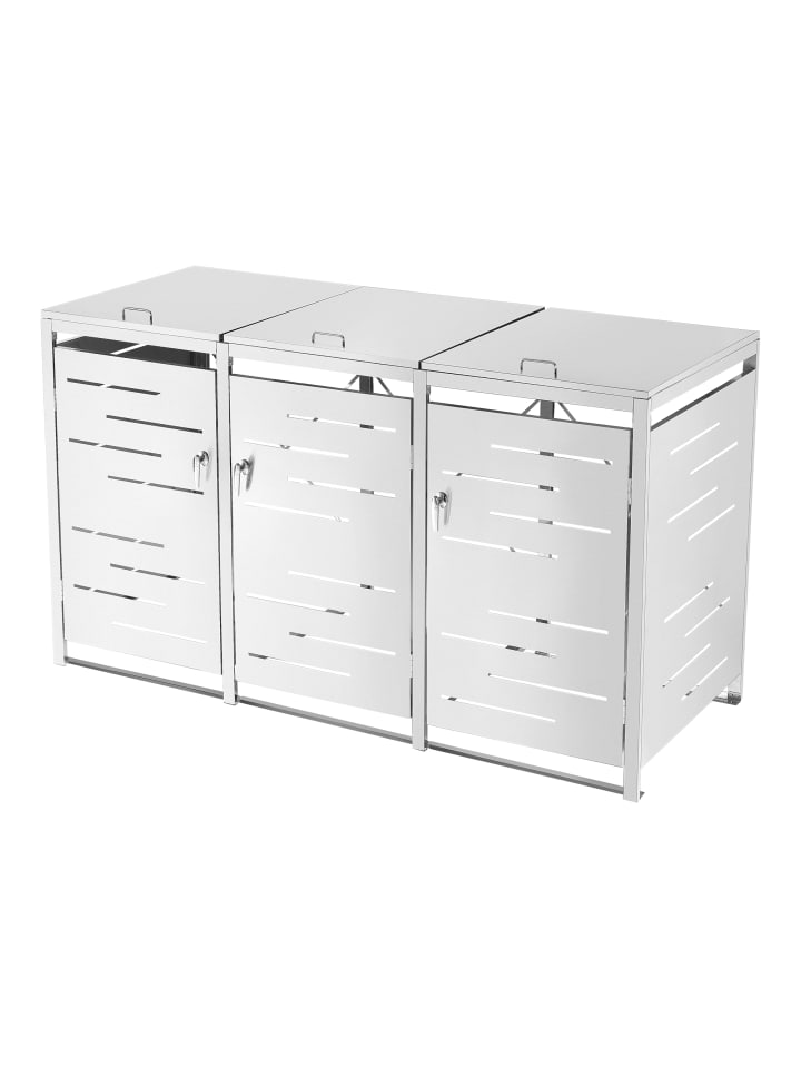en.casa Mülltonnen Box Fahrenwalde für 3 Tonnen in Silber (B)196cm günstig kaufen onesize