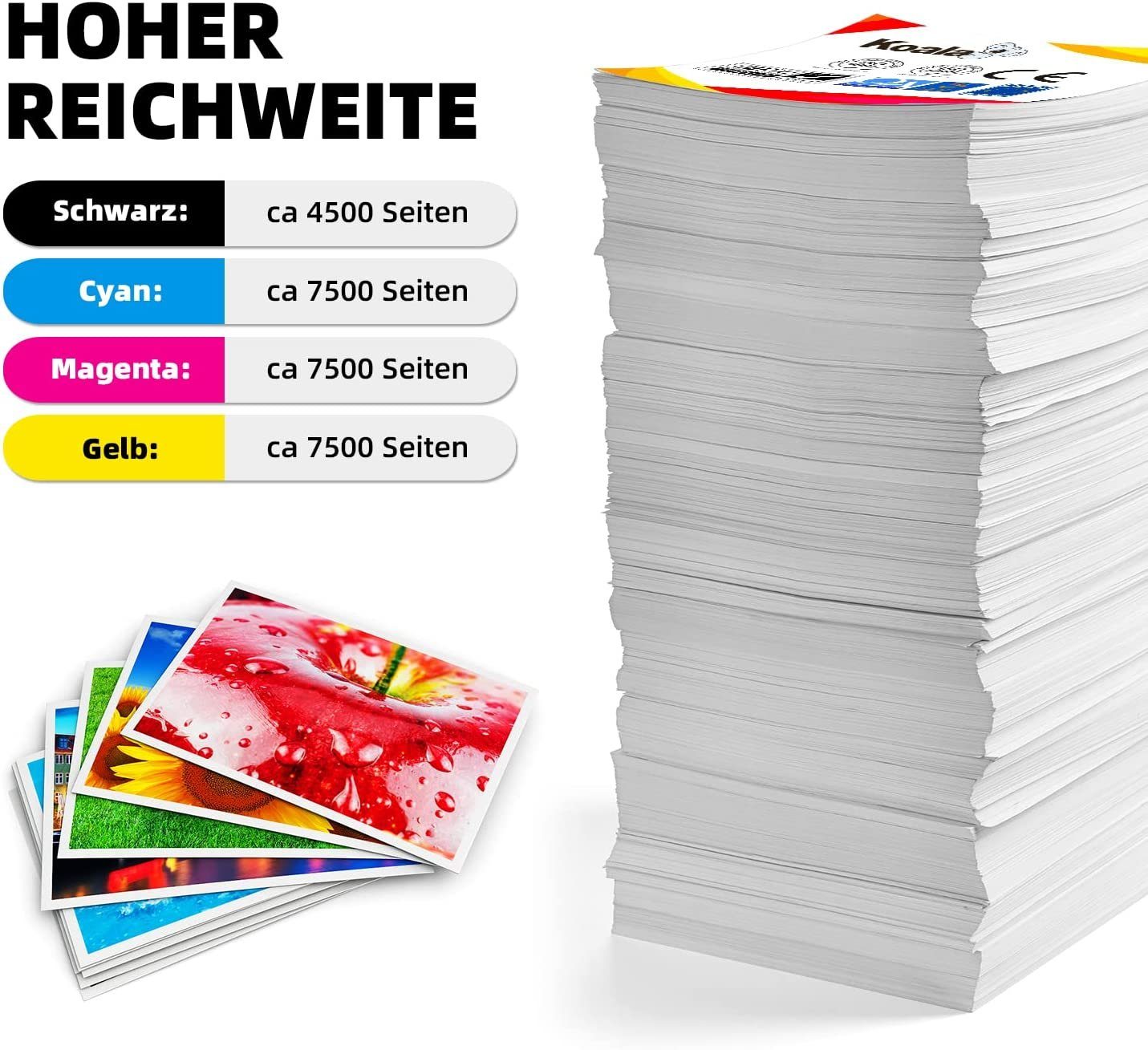 Koala 104 Tintenflasche Multipack für Epson 104 EcoTank ET-2710 ET-2711 Tintenpatrone (Packung, 4er Tinte Refill für EPSON 104 Ecotank ET-2820 ET-2821 ET-2825 ET-2826)