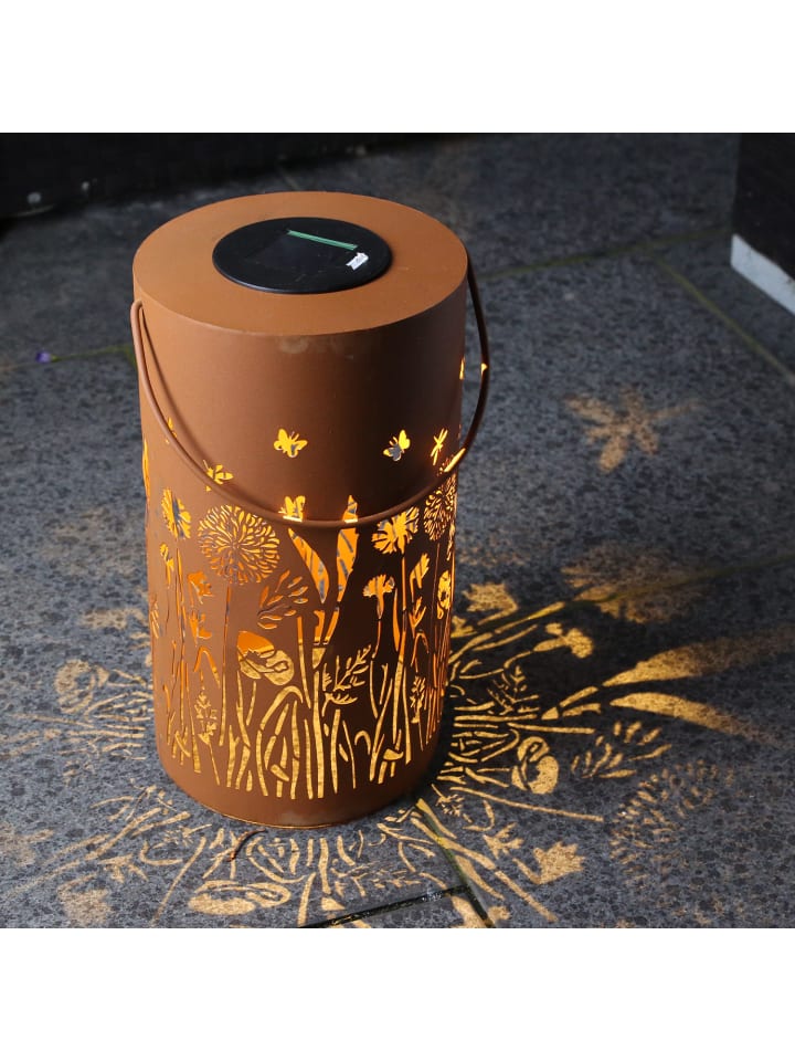 MARELIDA LED Solar Laterne Blumenwiese in Rostoptik H: 28cm in braun günstig kaufen onesize