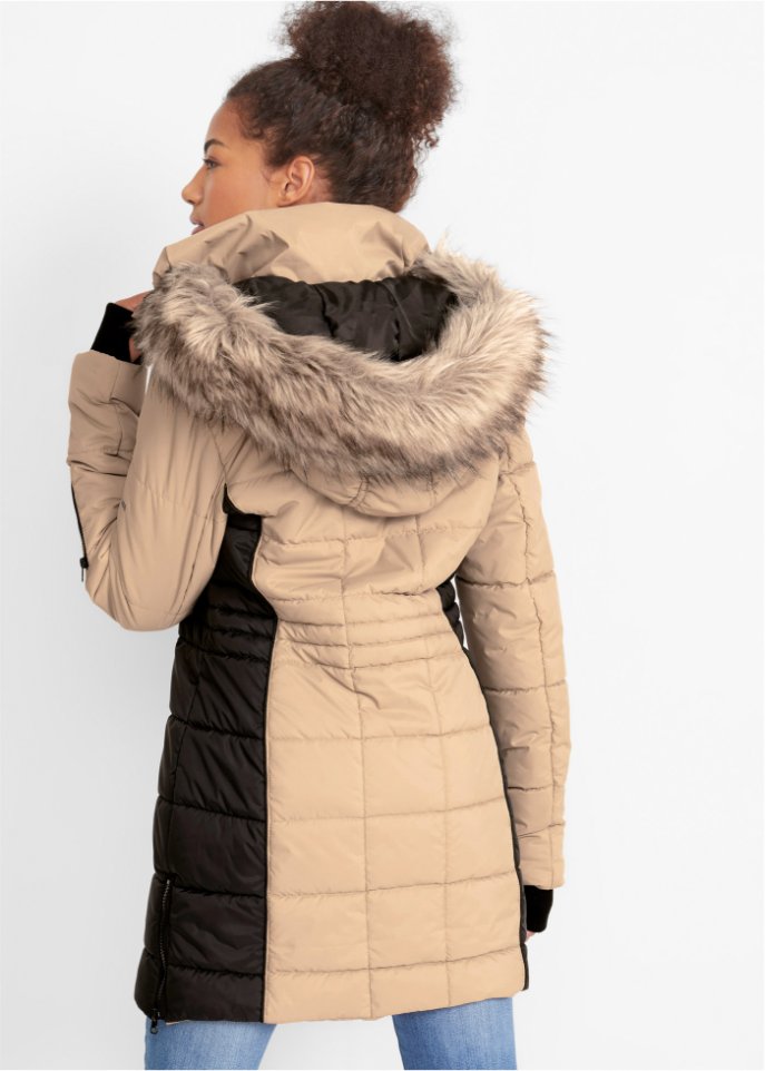 Outdoor-Kurzmantel mit Fellimitat