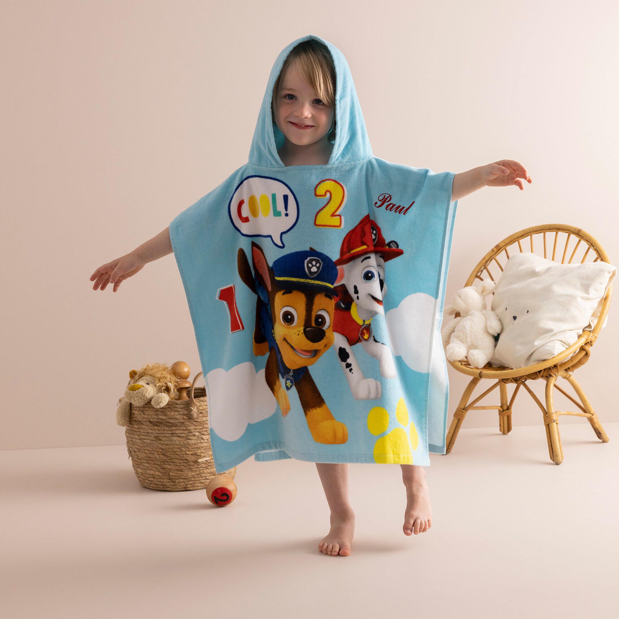 Poncho de bain enfant Pat Patrouille à capuche personnalisable