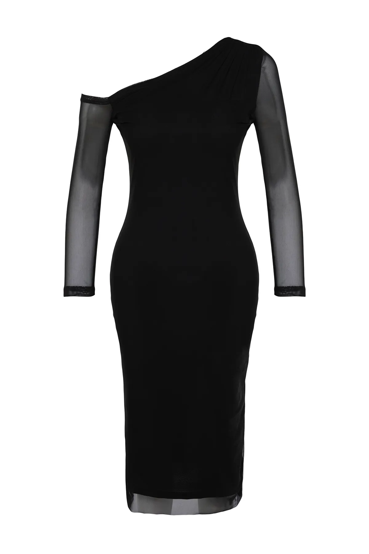 Trendyol Collection  Schwarzer abstrakter gefütterter asymmetrischer Revers-Strick TWOAW24EL00947